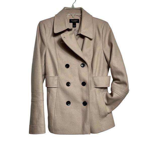 Victoria's Secret Wool Blend Peacoat - Size 6 - Beige (2880) - Picture 3 of 7